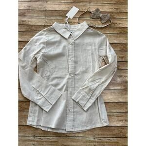 NWT My Three Sons by Evie's Closet Cream Button Up Shirt with Bow Tie 8y